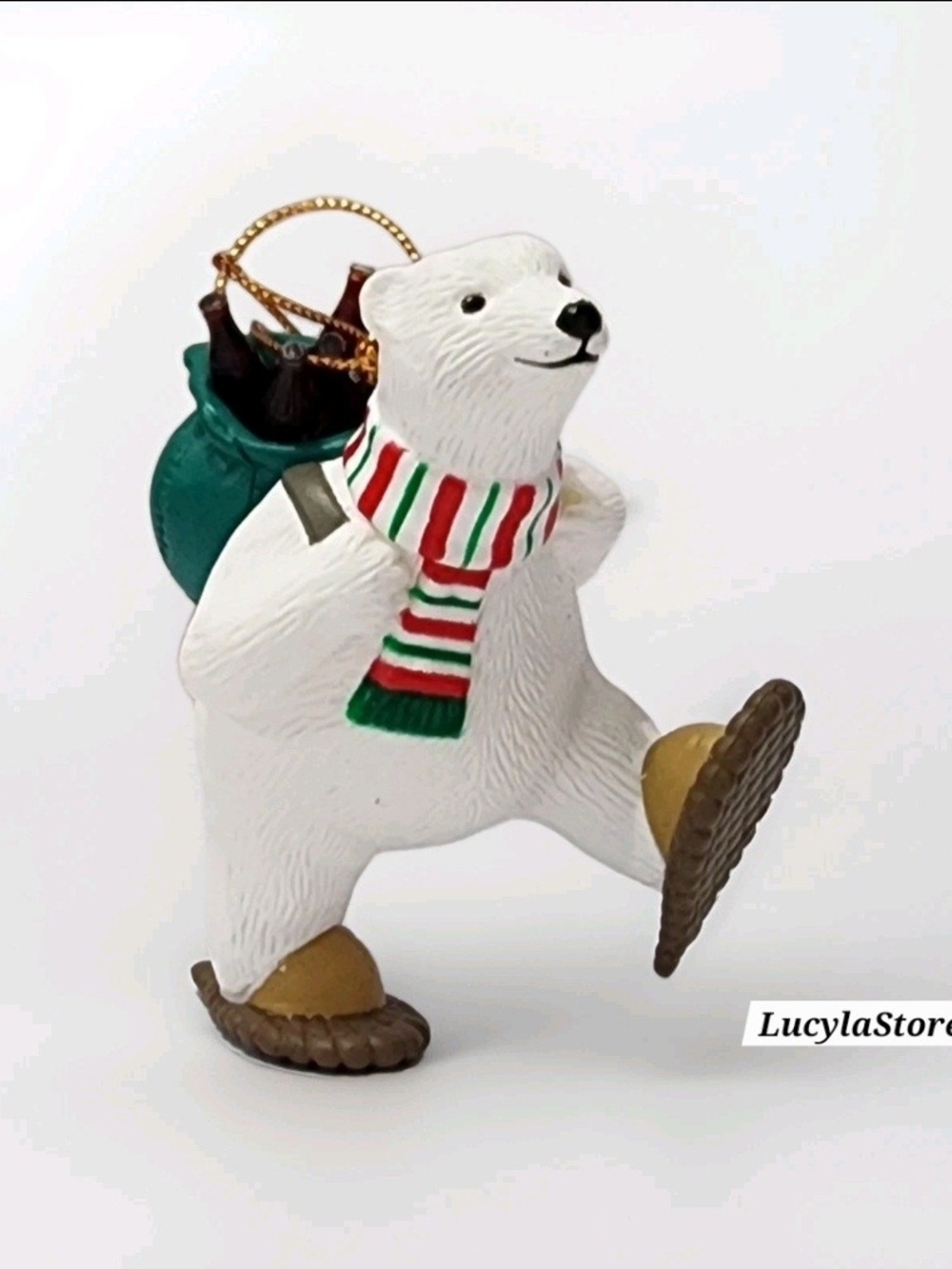 1995 Coca Cola Polar Bear North Pole Delivery Christmas Ornament Original Box